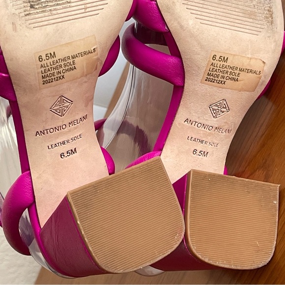 Antonio Melani Natessa Puff Strap Block Heel Sandal Magenta Size 6.5 - Picture 13 of 16